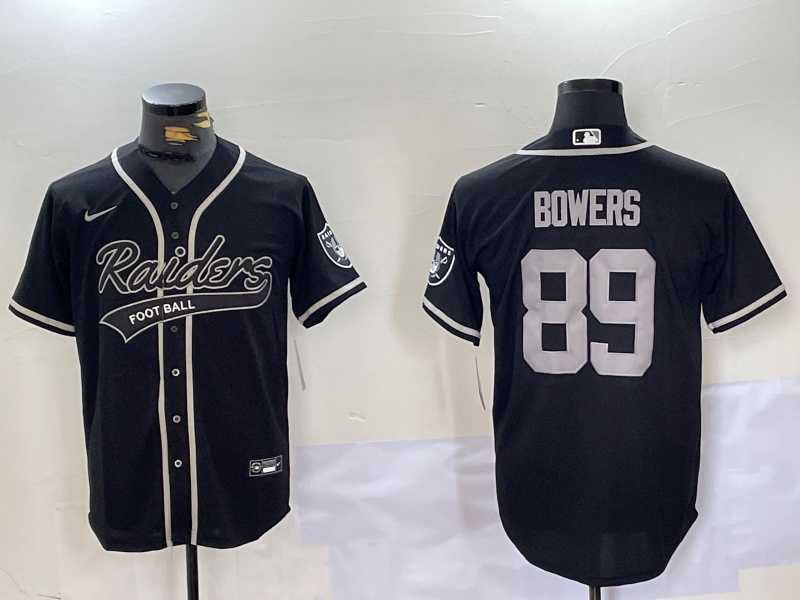 Mens Las Vegas Raiders #89 Brock Bowers Black Cool Base Stitched Baseball Jersey->las vegas raiders->NFL Jersey